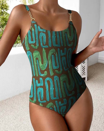 Elegante Bañador de Una Pieza con Tirantes