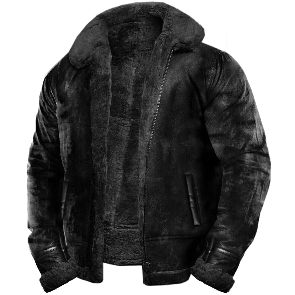 Elegante Chaqueta de Cuero Vintage para Hombre