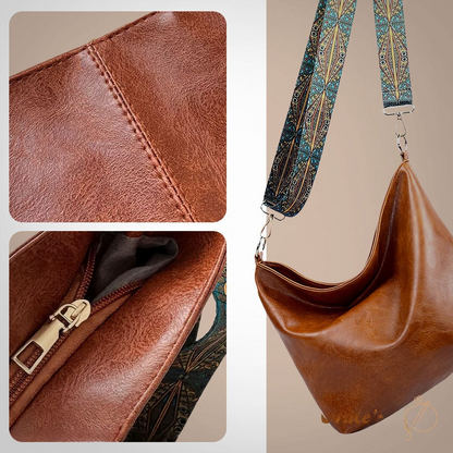 Elegante bolsa de hombro de piel vintage