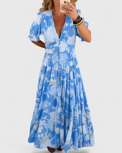 Miriam – Vestido floral con cuello en V