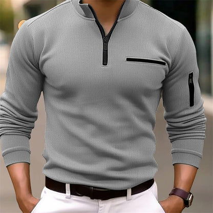 Camiseta de manga larga para hombre con cremallera – Moderna, masculina y elegante