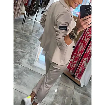 Conjunto de dos piezas casual de un solo color para mujeres
