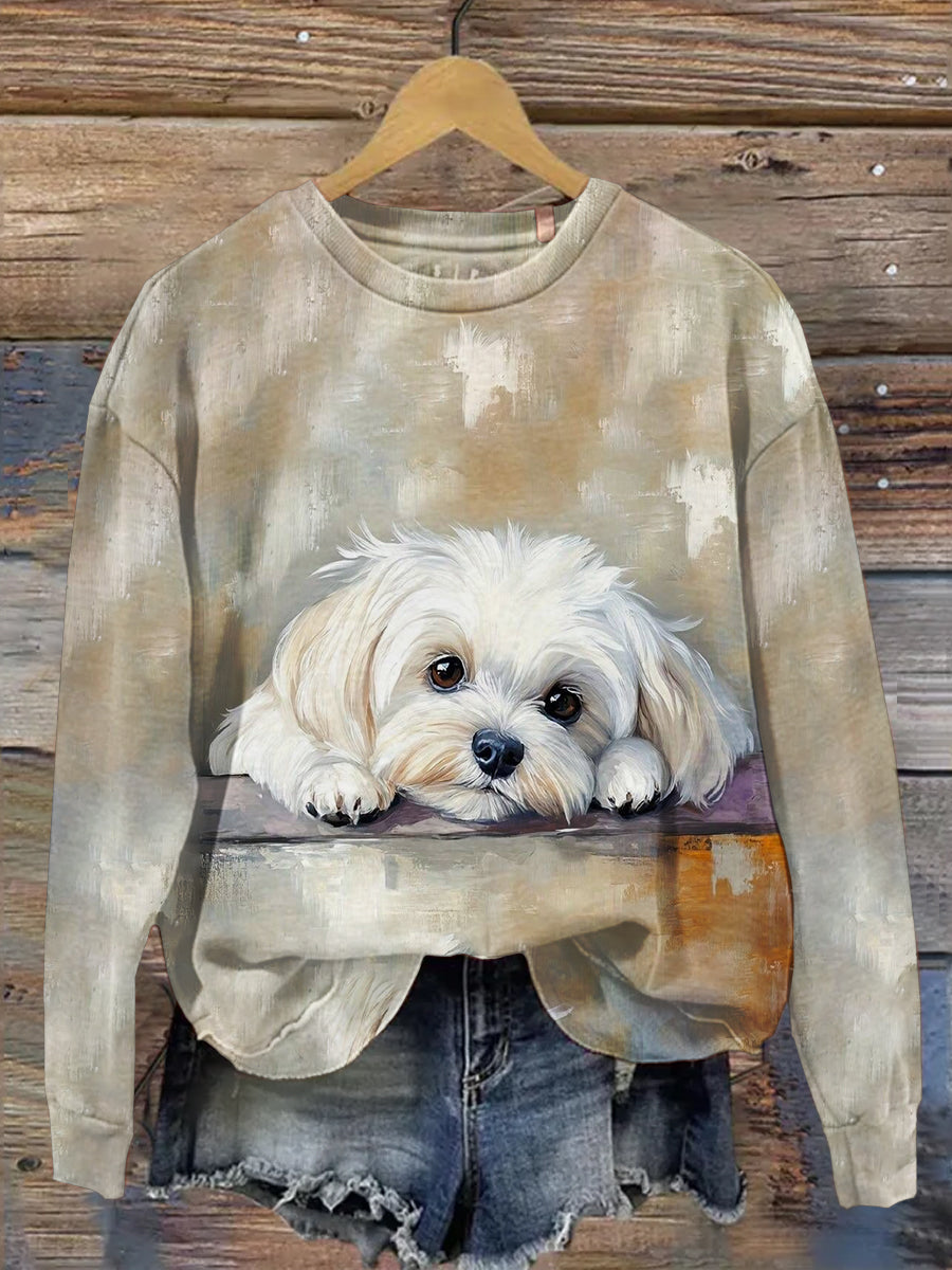 María – Sudadera Casual con Estampado de Perro Divertido para Mujeres