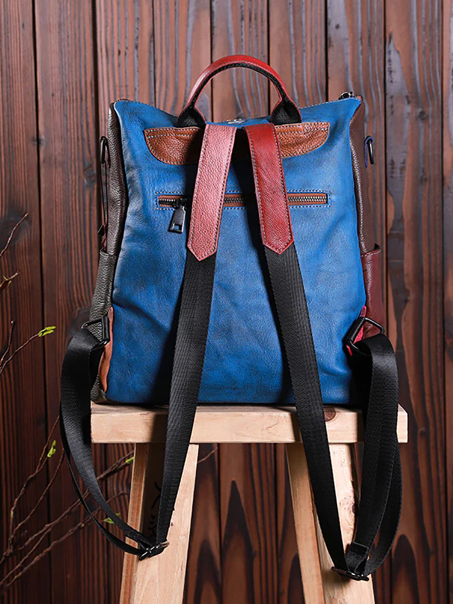 Gabriela | Mochila de Cuero Multicolor con Cremallera