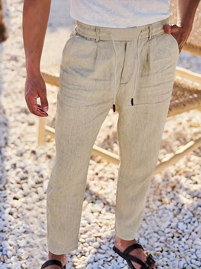 NICHOLS | PANTALONES LARGOS DE LINO CON CORDÓN