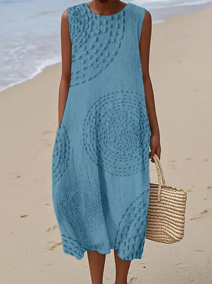 Vestido Largo sin Mangas con Patrón Texturizado