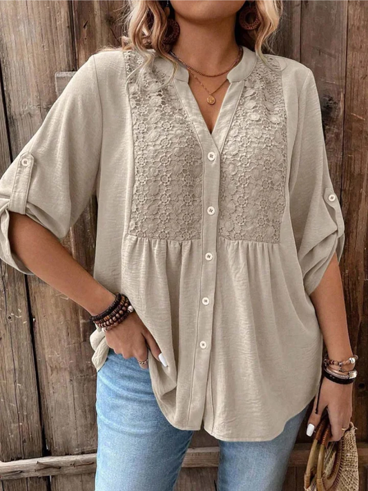 Noor – Blusa con escote en V y botones