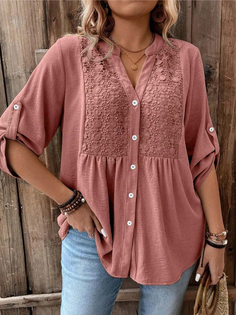 Noor – Blusa con escote en V y botones