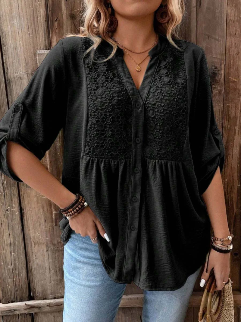 Noor – Blusa con escote en V y botones