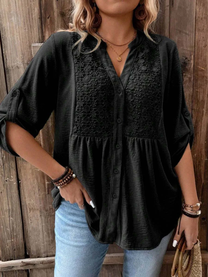 Noor – Blusa con escote en V y botones