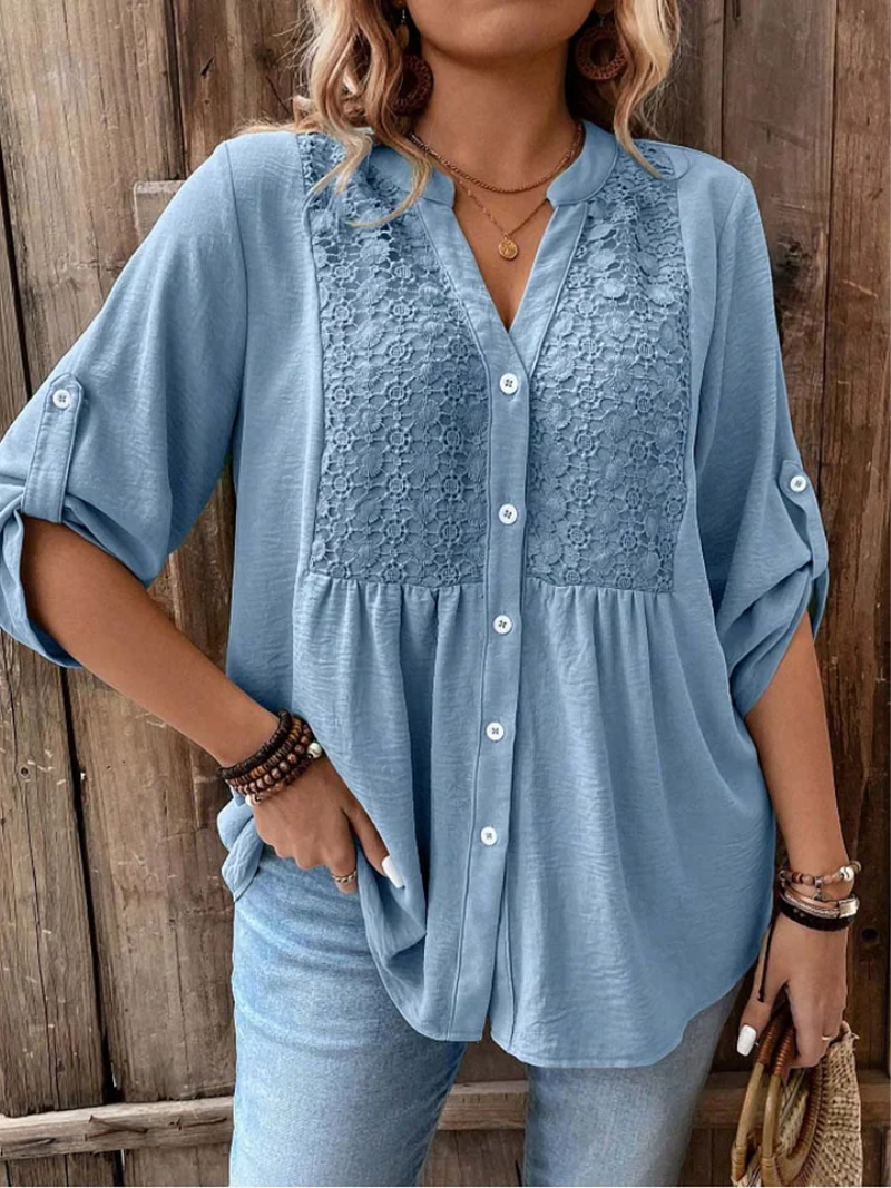 Noor – Blusa con escote en V y botones