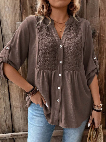 Noor – Blusa con escote en V y botones