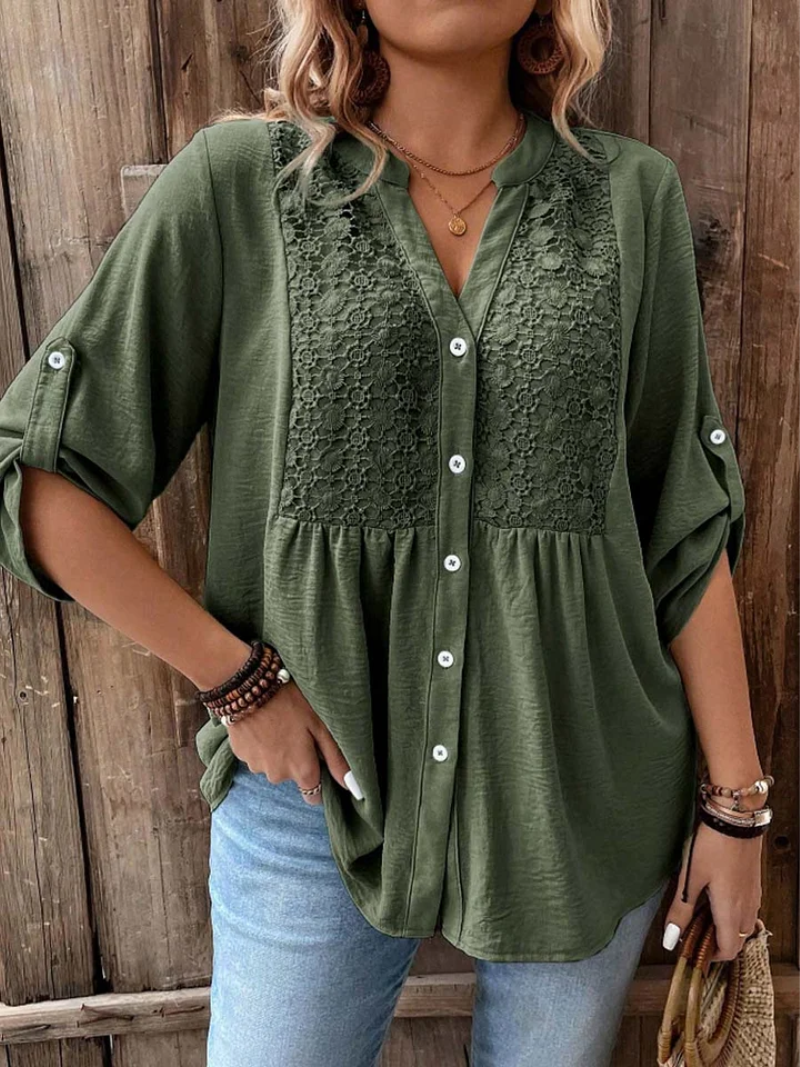 Noor – Blusa con escote en V y botones