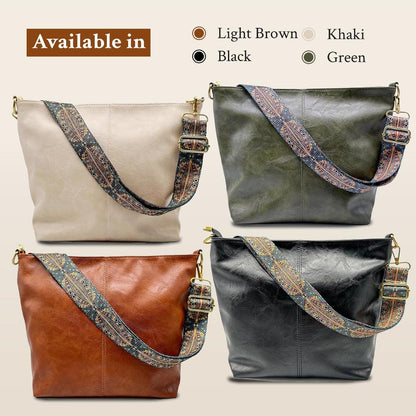 Elegante bolsa de hombro de piel vintage