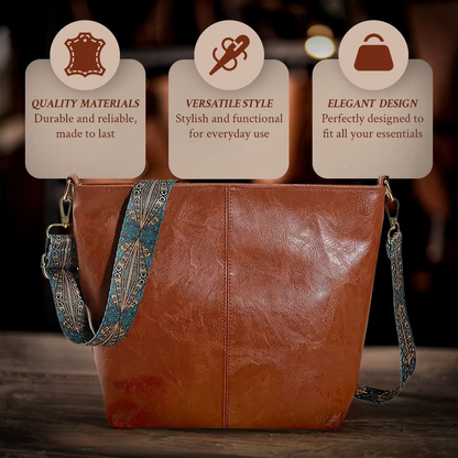 Elegante bolsa de hombro de piel vintage