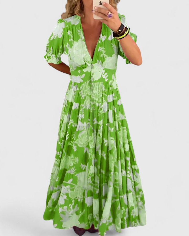 Miriam – Vestido floral con cuello en V