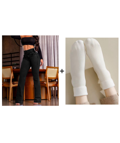 Jeans de campana elásticos de cintura alta