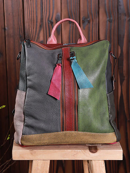 Gabriela | Mochila de Cuero Multicolor con Cremallera