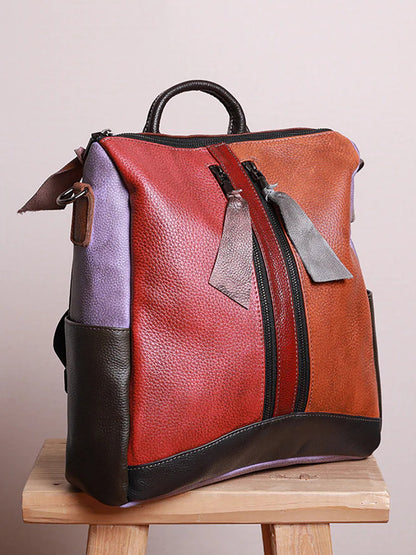 Gabriela | Mochila de Cuero Multicolor con Cremallera