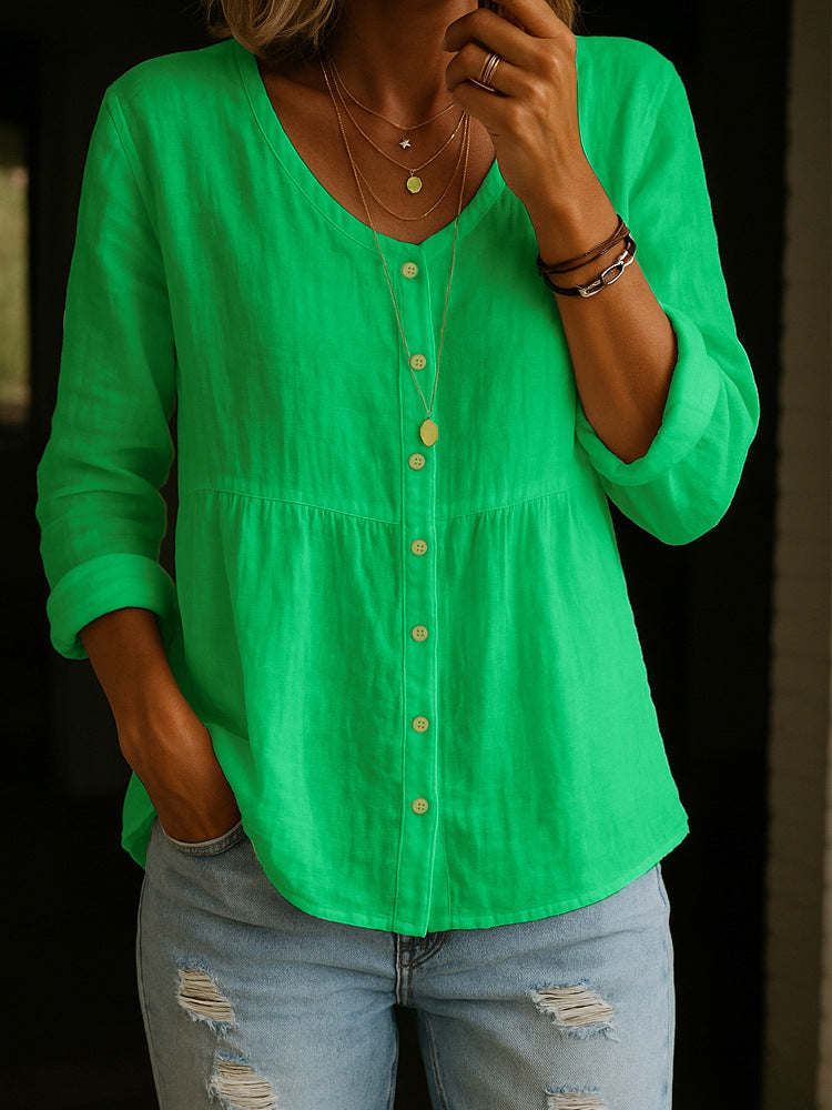 Camisa de Lino y Algodón para Mujeres