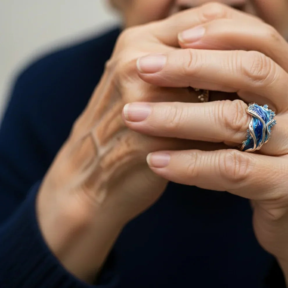 Valeria | Anillo Vintage Dorado Ola Oceánica