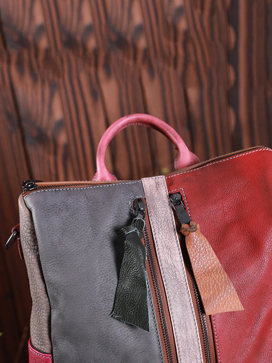 Gabriela | Mochila de Cuero Multicolor con Cremallera