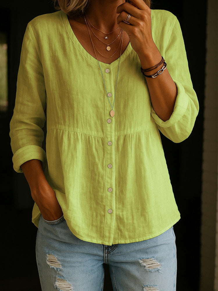 Camisa de Lino y Algodón para Mujeres