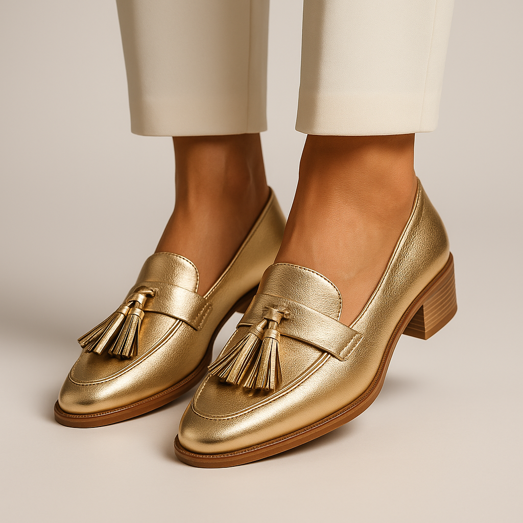 Mocasines Dorados Celeste