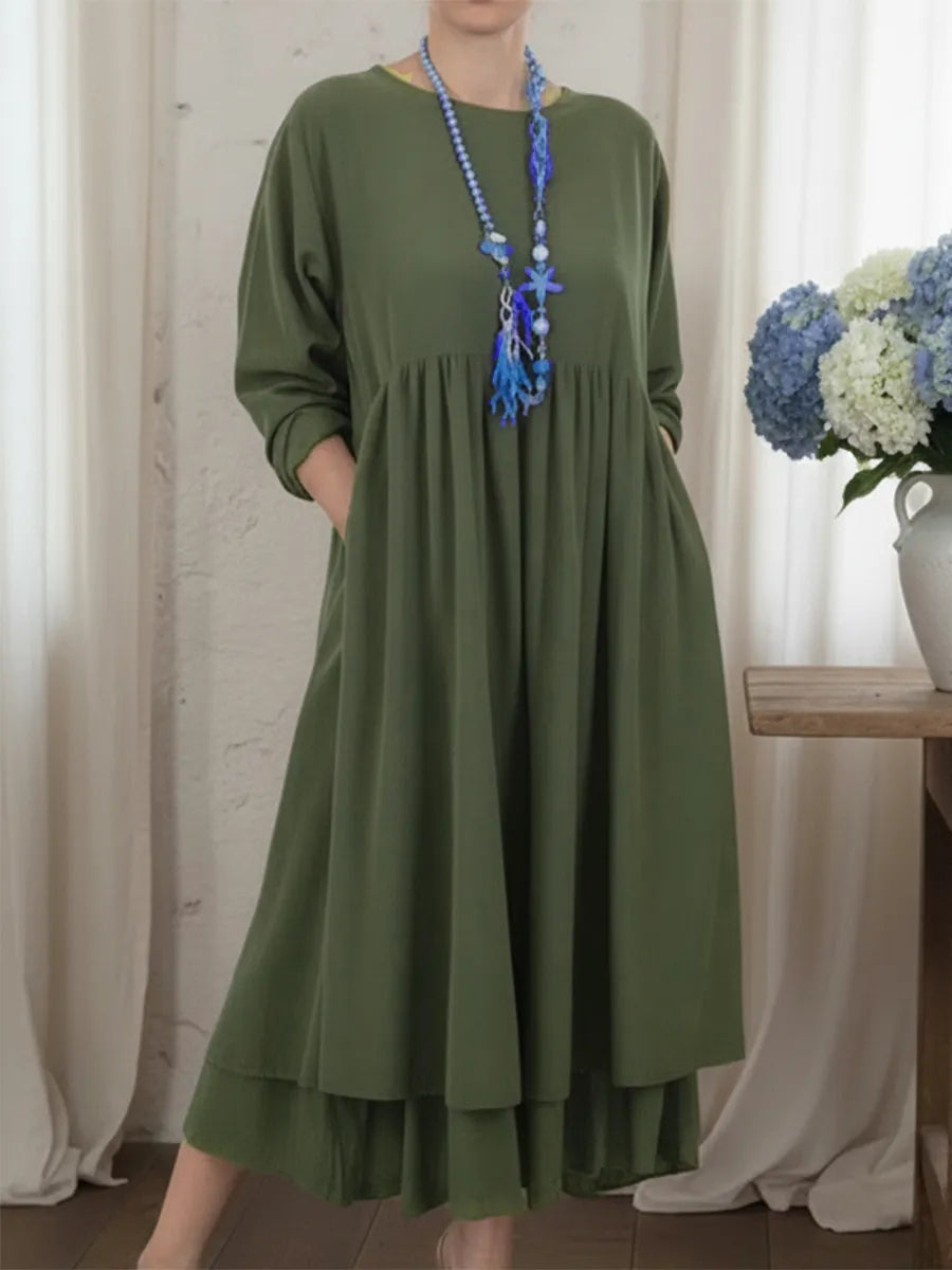 Lucía – Vestido Midi de Doble Capa con Corte Suelto
