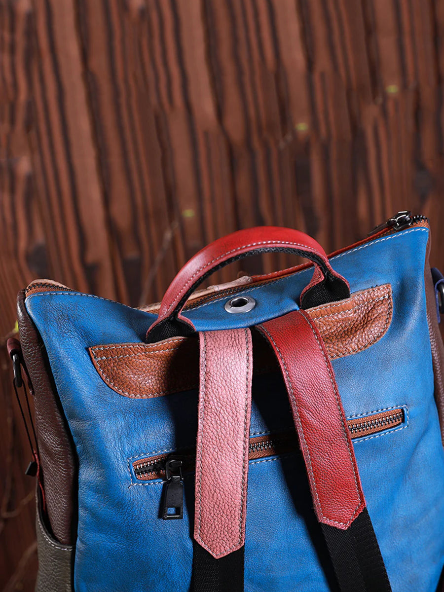Gabriela | Mochila de Cuero Multicolor con Cremallera