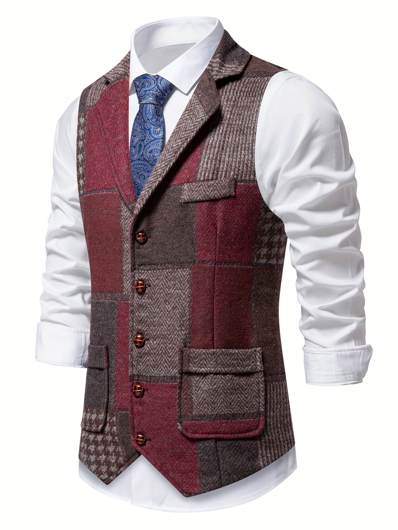 Leo | Chaleco de Tweed con Patrón de Espiga