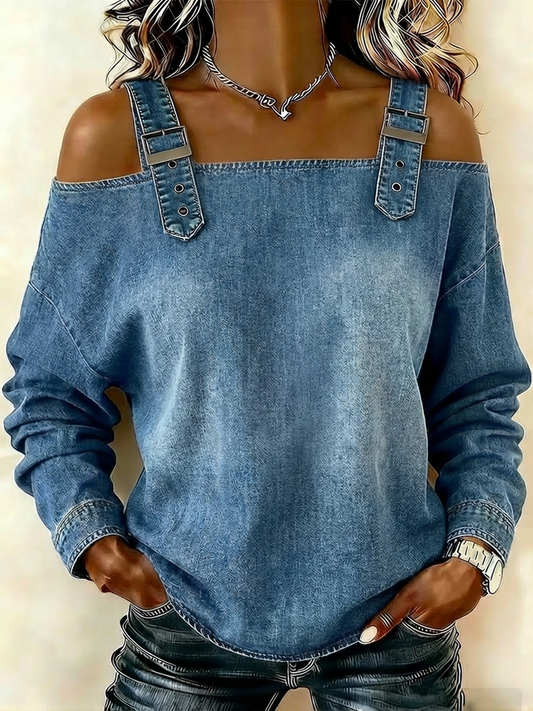 Camisa de mezclilla sin mangas para mujer