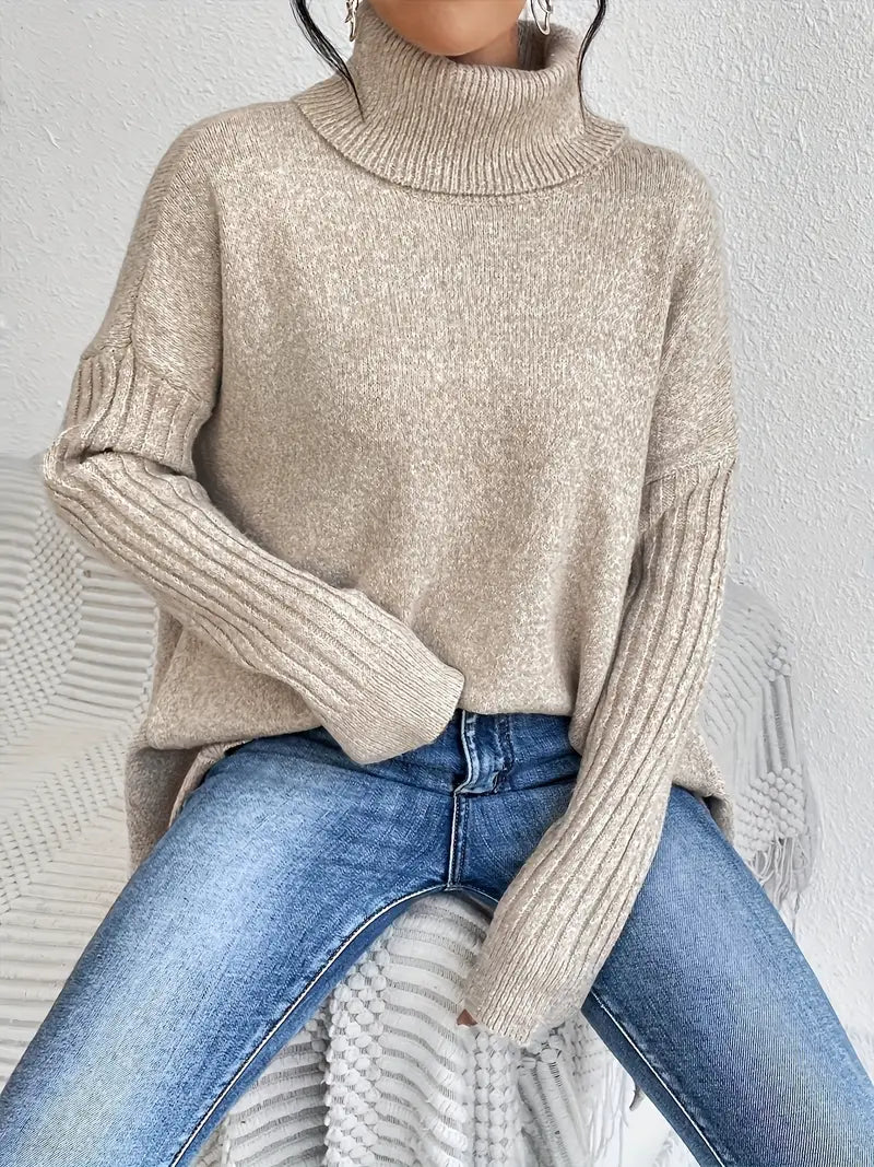 Laora - Suéter Casual de Manga Larga y Cuello Alto