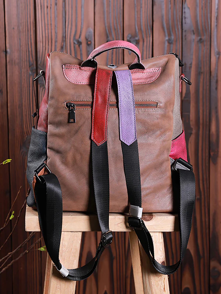 Gabriela | Mochila de Cuero Multicolor con Cremallera