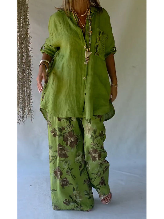 Yasmin | Conjunto Floral de Lino y Algodón