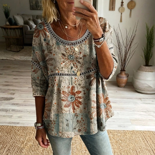 Blusa vintage con estampado floral