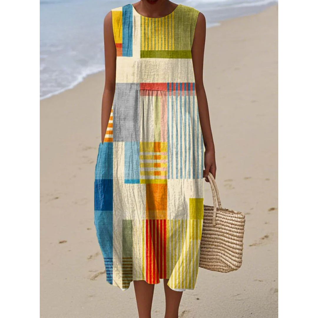 Vestido Moderno de Patchwork Poppy
