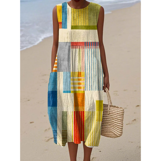 Vestido Moderno de Patchwork Poppy
