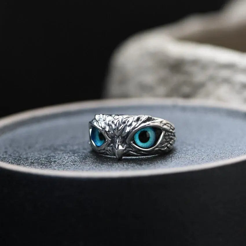 Gabriela | Anillo Ajustable de Plata con Búho y Ópalo