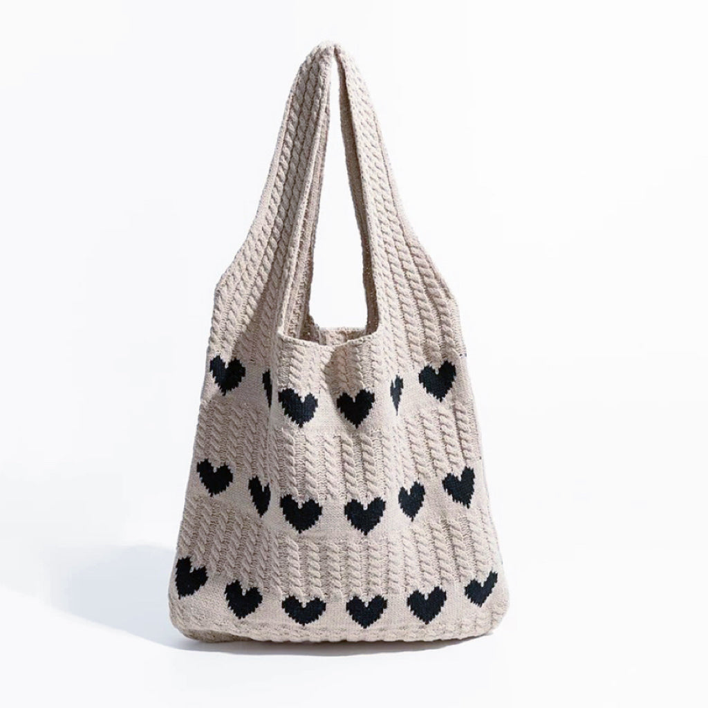 Bolso Tote de Crochet con Patrón de Corazones