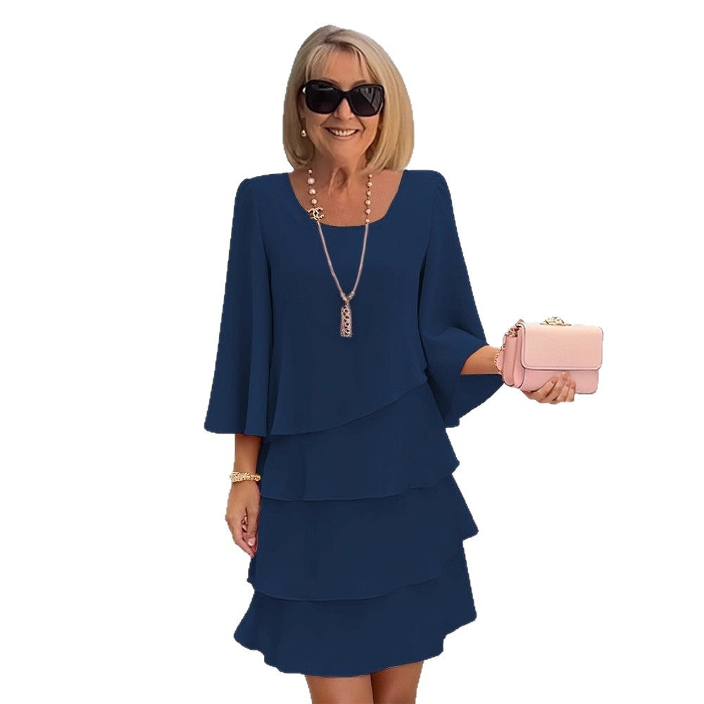 Maria – Elegante vestido midi con volantes