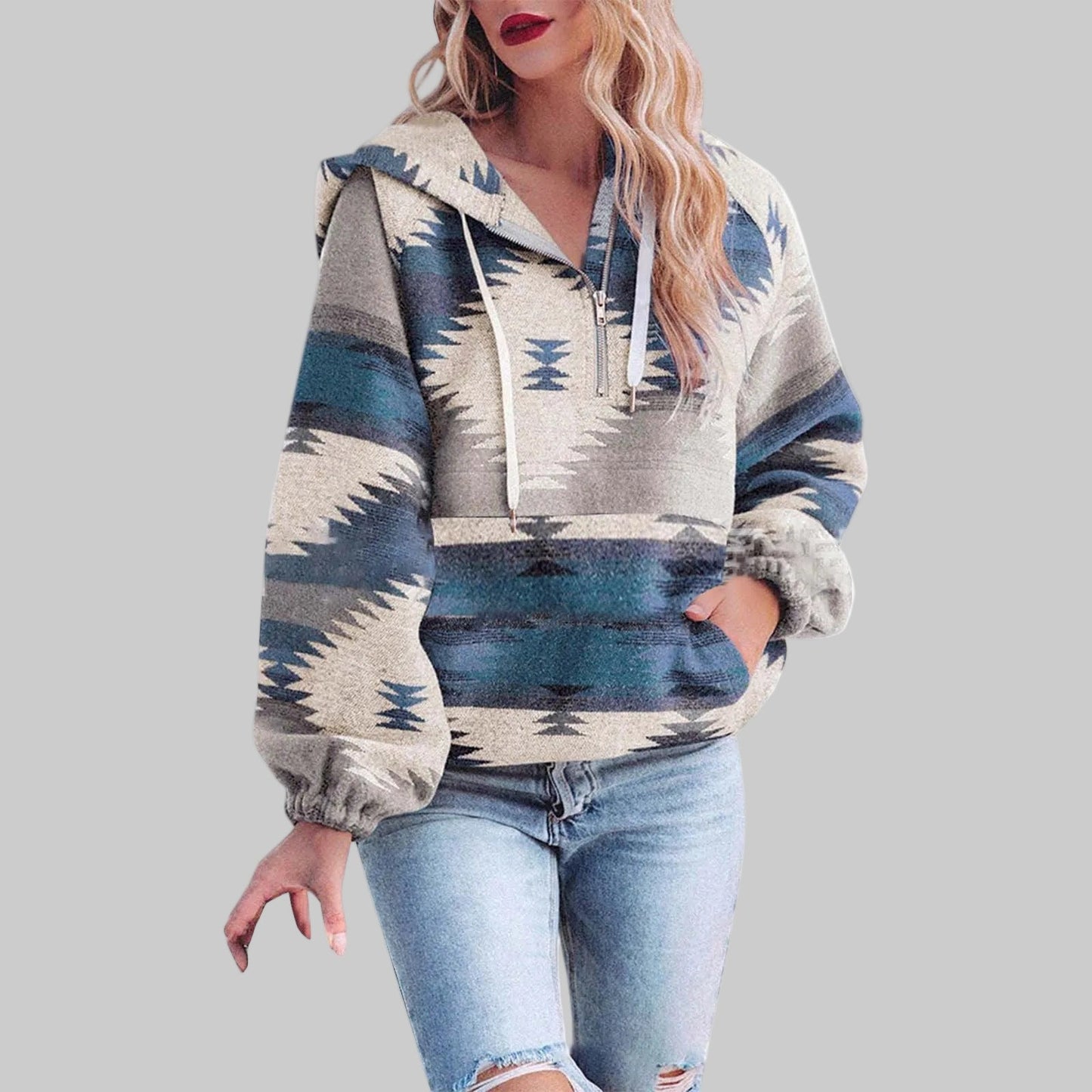 SAKU™ - Sudadera con capucha de manga larga y cremallera, cómoda y oversize