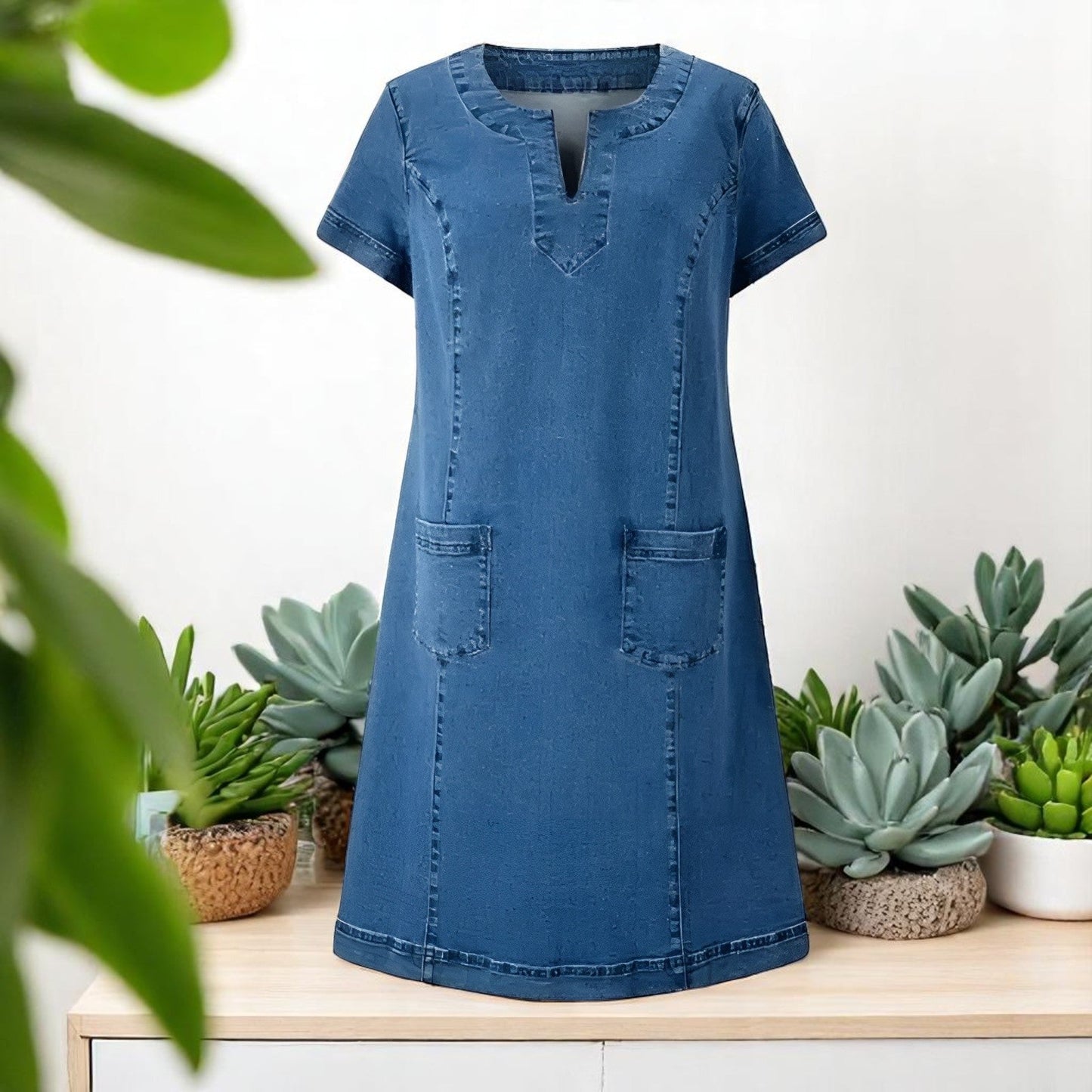 Jillan Vestido de Denim Suave y Elegante