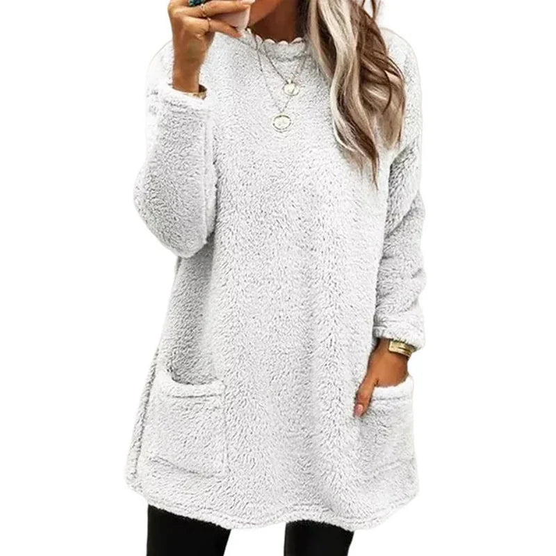 Camille – Sudadera con capucha y bolsillo sonriente para mujer