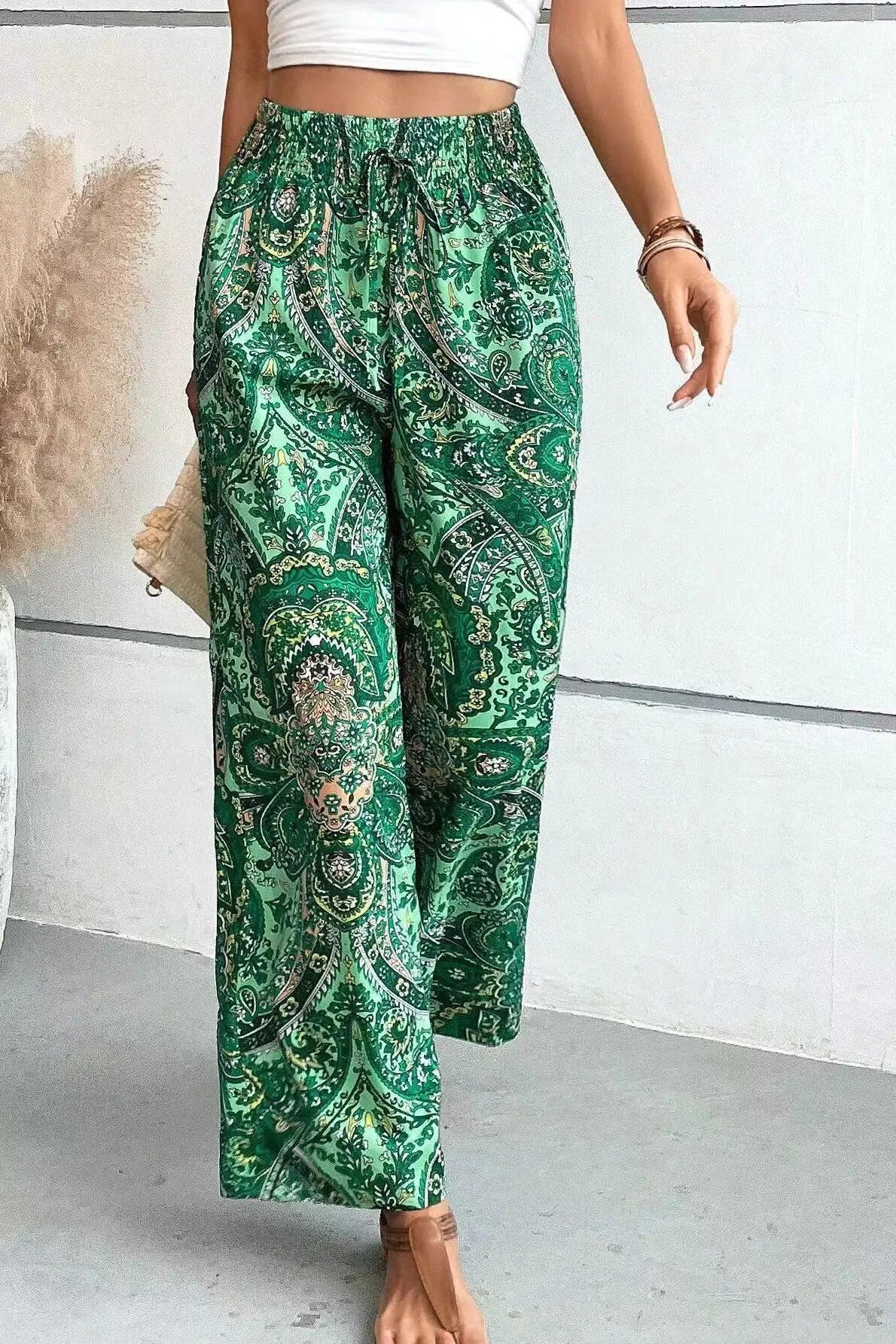Pantalones Anchos con Estampado Vintage