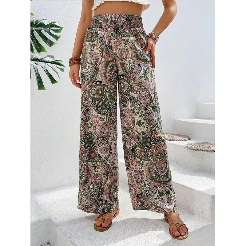 Pantalones Anchos con Estampado Vintage