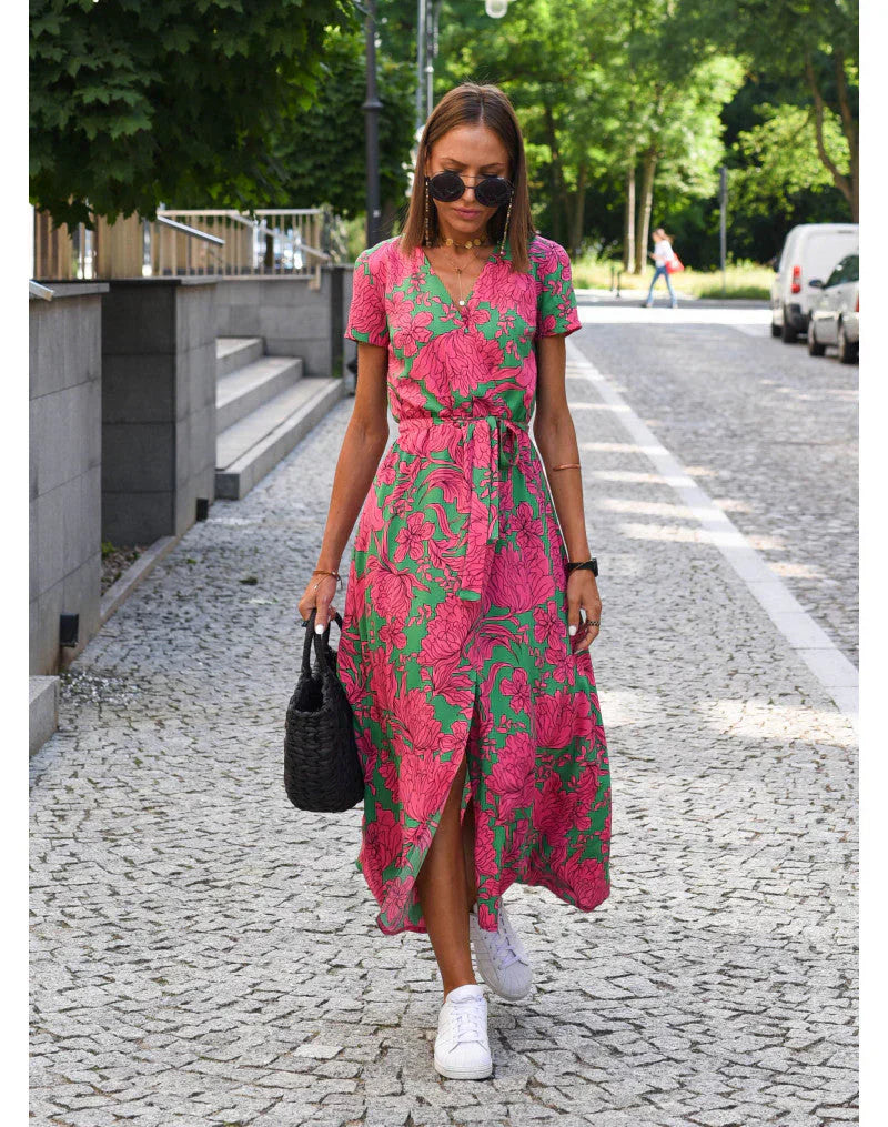 EVA | Vestido Elegante con Escote en V y Cubrimiento de Abdomen