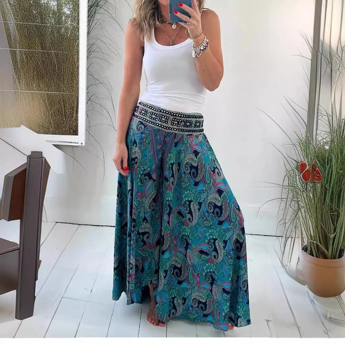 Pantalones Boho Anchos - Estilo Elegante