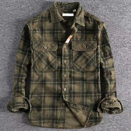 Camisa de Hombre Vintage Japonesa de Cuadros