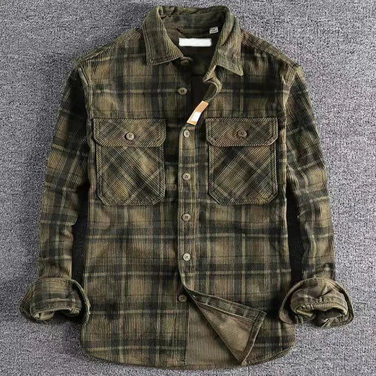 Camisa de Hombre Vintage Japonesa de Cuadros